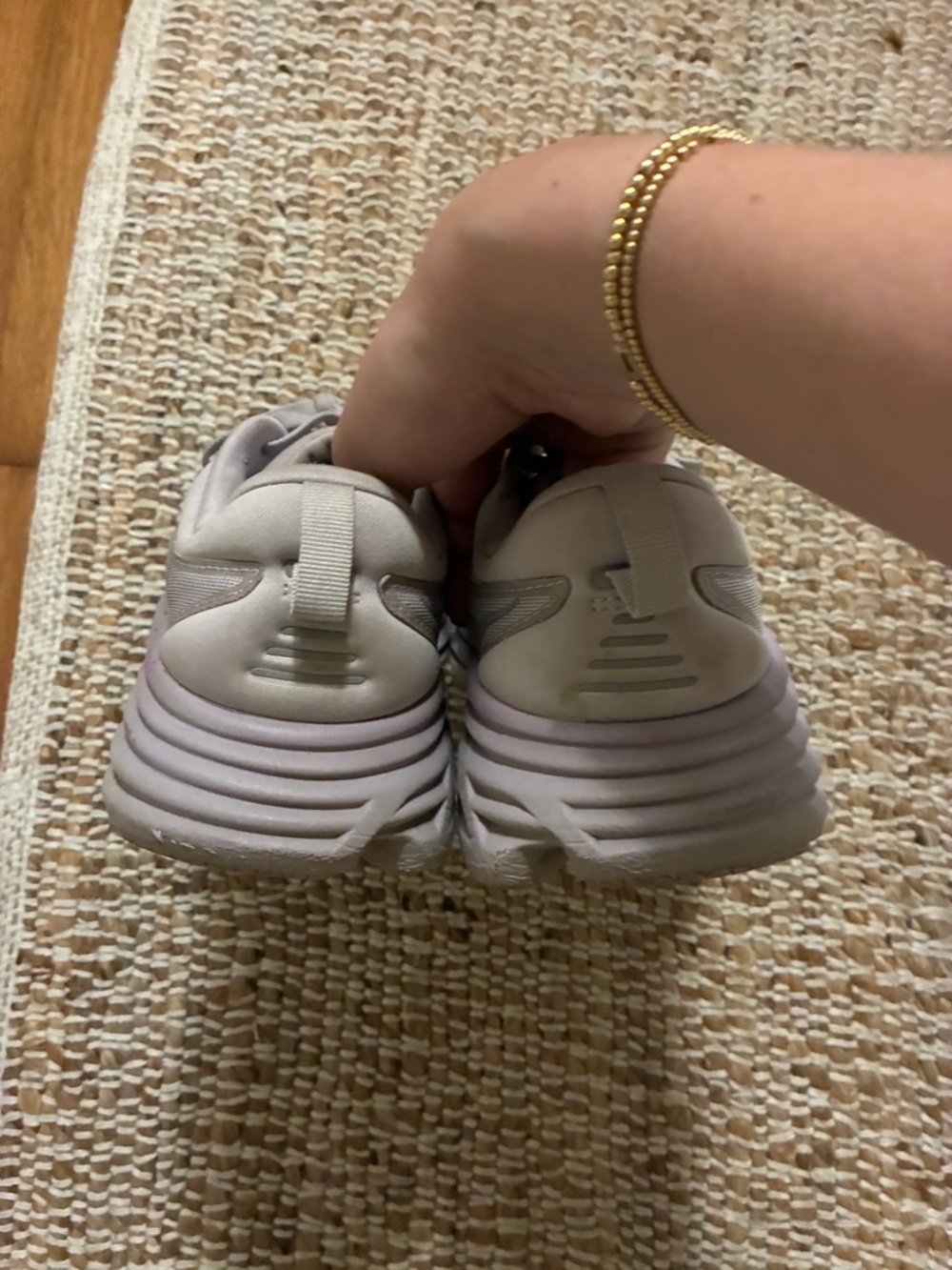 Hoka Women's Light Taupe/Lilac Platform Running Shoes - Picture 3 of 6
